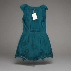 NWT TJD Dress Size S Green Sleeveless Ruffle Trim Lace Hem‎ Mini Party